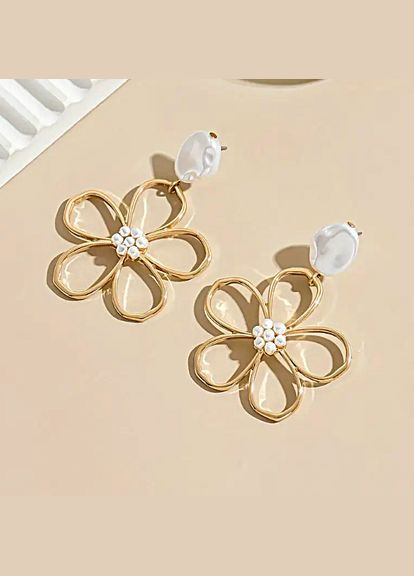 Сережки женские Цветок и барочные бусины No Brand (334880539)