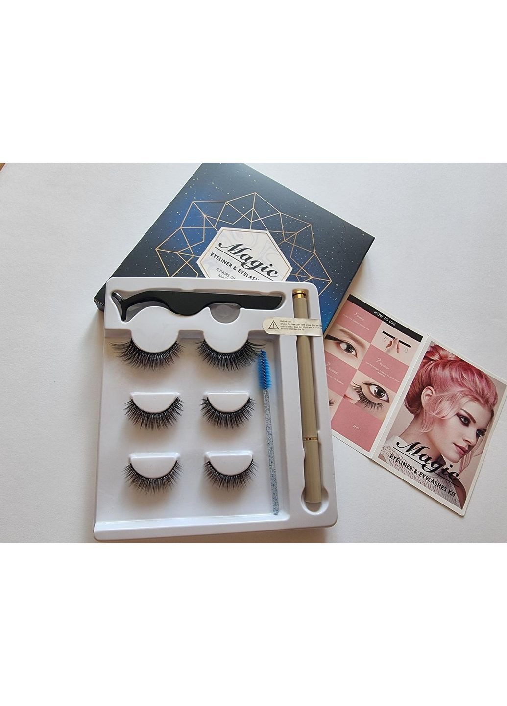Оригинал многоразовых самоклеящихся ресниц 5 пар с прозрачным маркером подводкой и аппликатором. Magnetic Lashes (366668578)