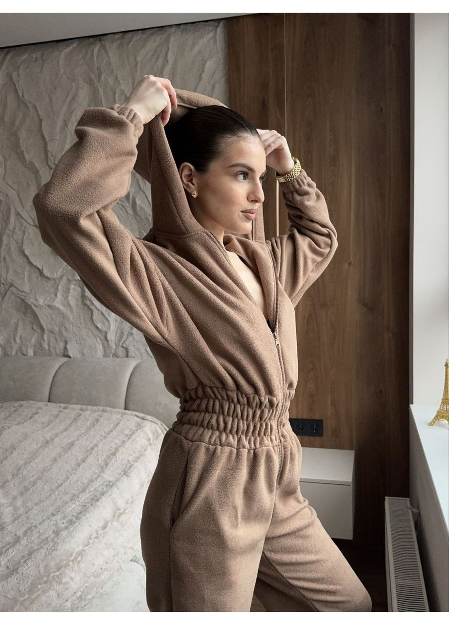 Жіночий флісовий комбінезон Osoblyva комбінезон-брюки темно-бежевий