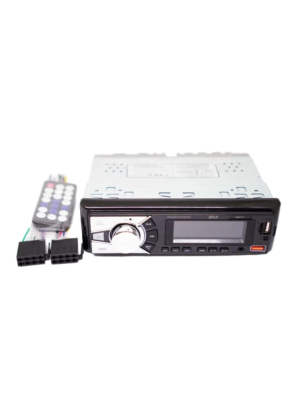 Автомагнітола BM-27 ISO 1din RGB MP3+FM+2xUSB+microSD+AUX+Bluetooth з пультом ДУ 4х100W (3_06827) Boschmann (395879801)