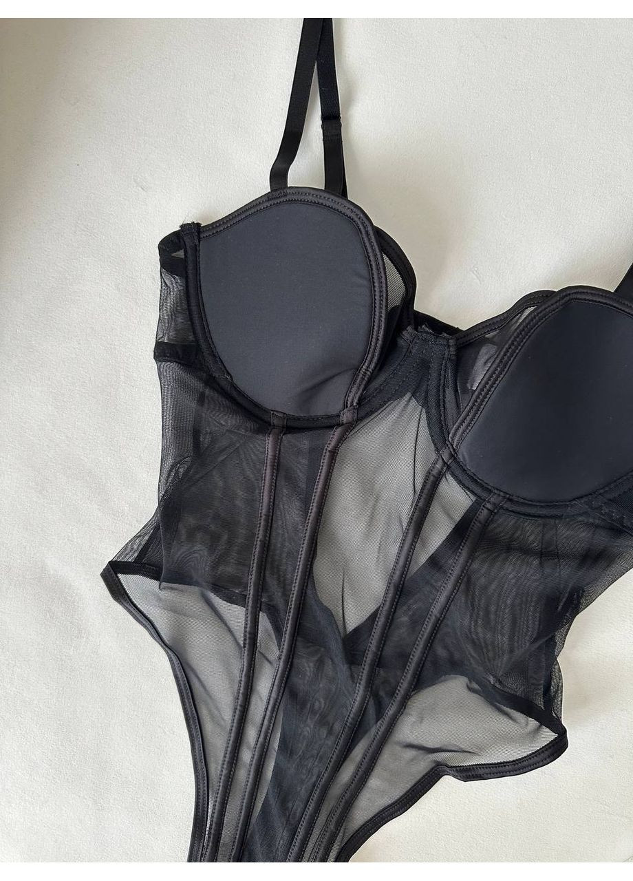 Боді чорне прозоре з матовими акцентами та підтримкою грудей Vital-Textile 006/30 (361853745)