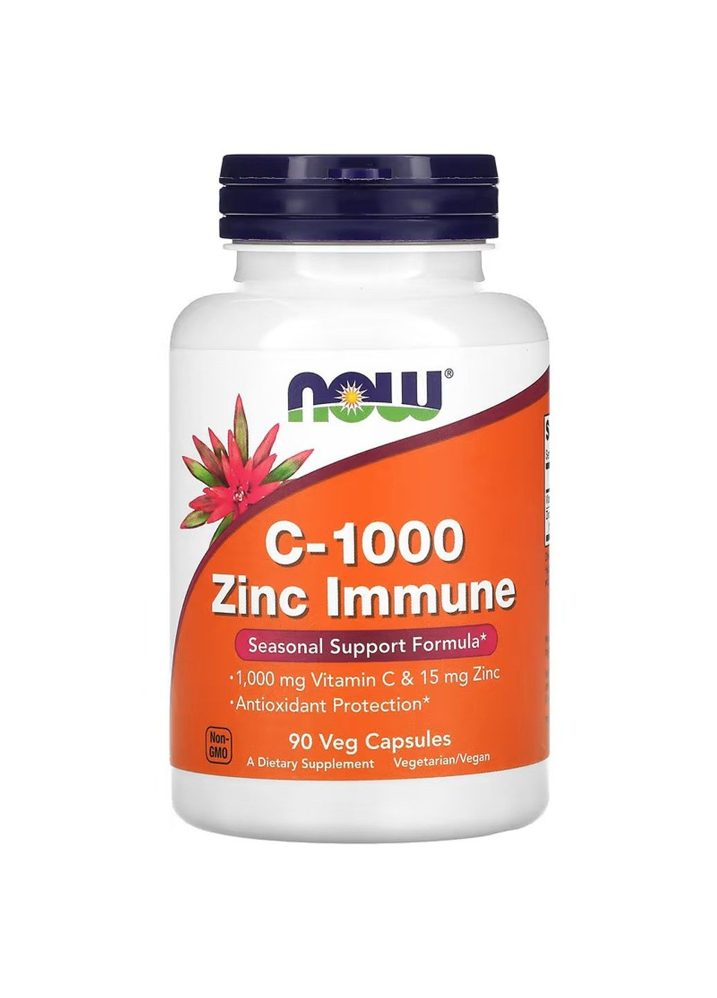 Вітамін C з Цинком для Зміцнення Імунітету C-1000 Zinc Immune - 90 вег.капсул Now Foods (293944914)