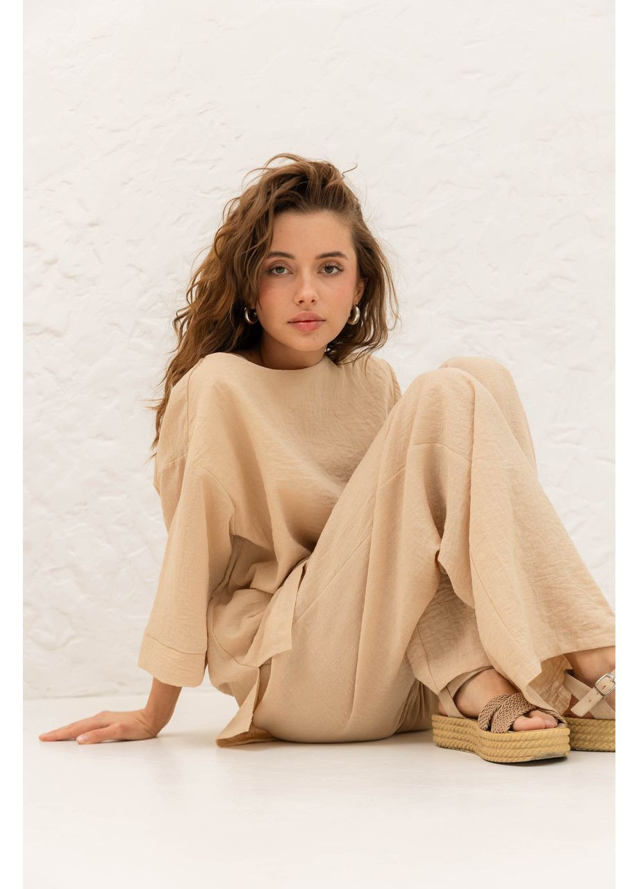 Бежевые широкие брюки Seventeen (355264906)