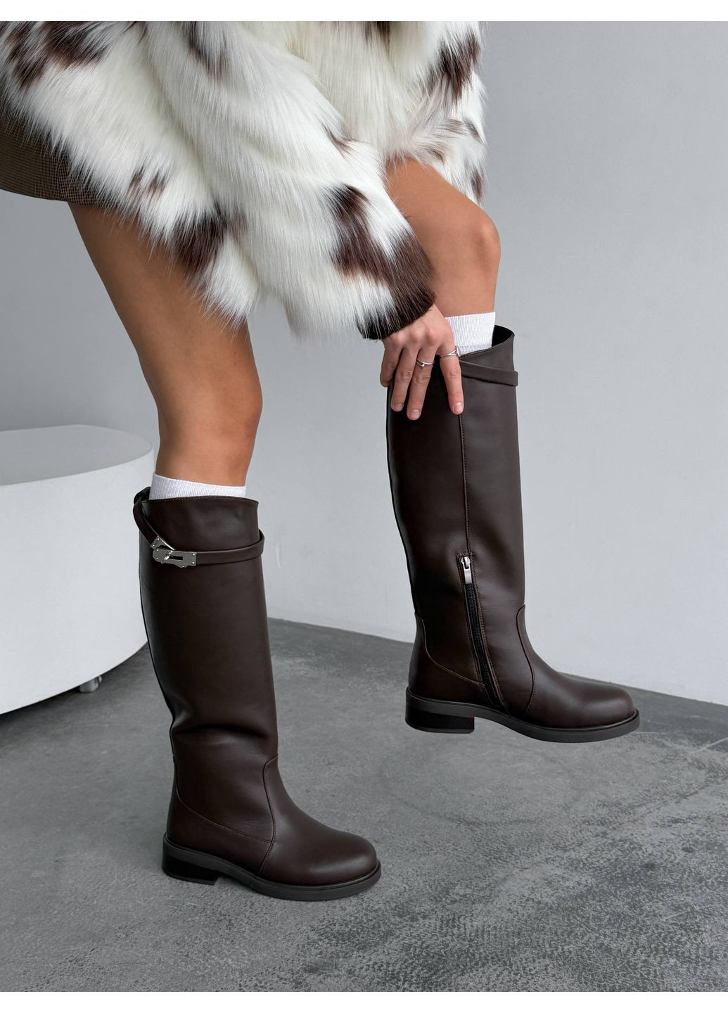 Зимние жокейские сапоги No Brand с пряжкой