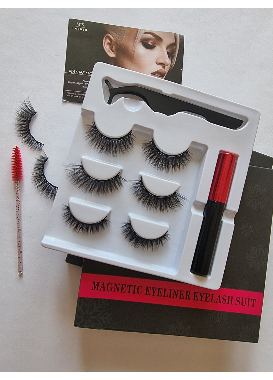 Наращивание многоразовые ресницы 3 пары Классические + Торжественные + магнитная подводка Универсальный набор Magnetic Lashes (366668516)