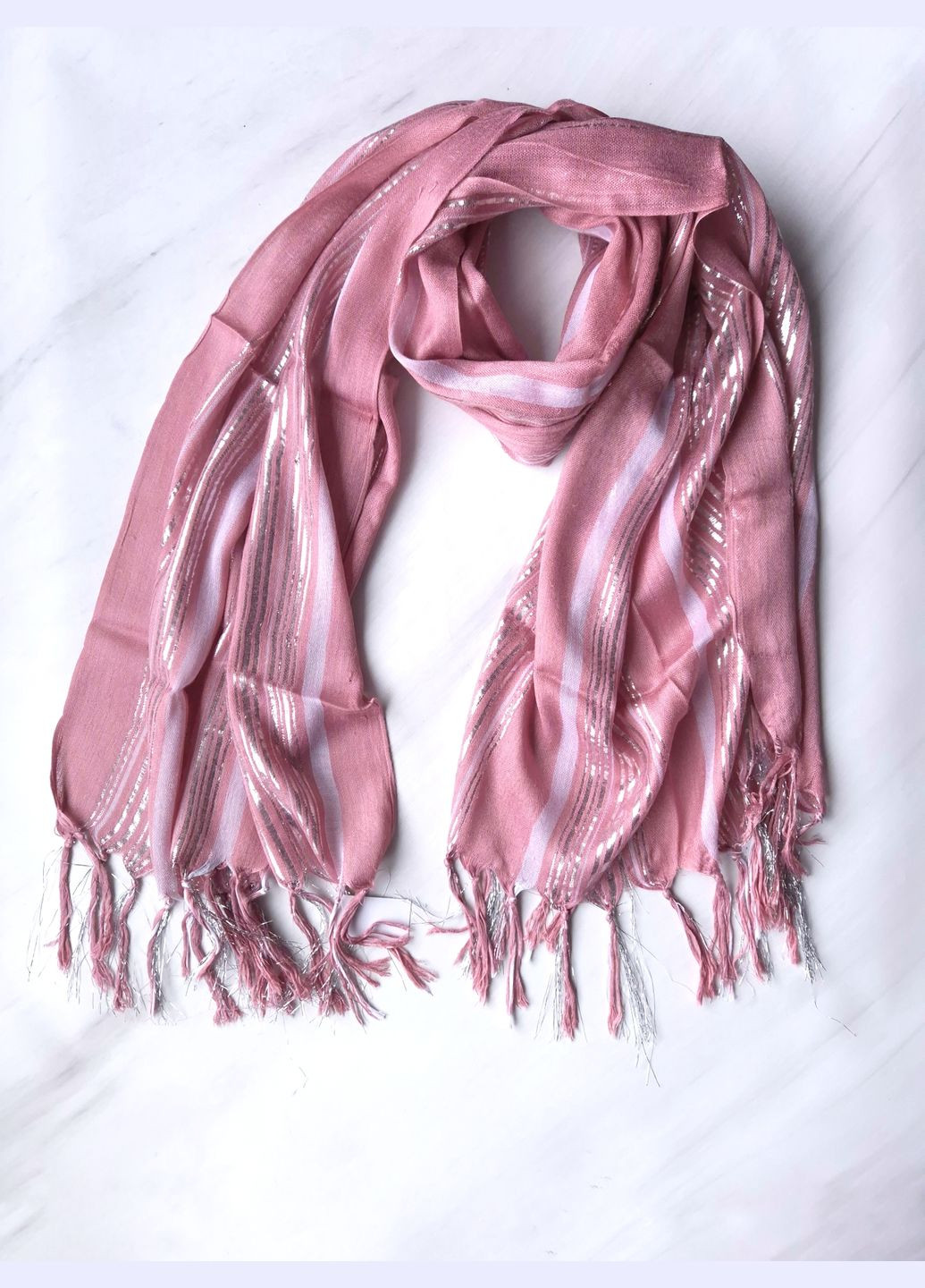 Шарф женский в полоску с люрексом лето-весна-осень 160х65 см No Brand (327434188)