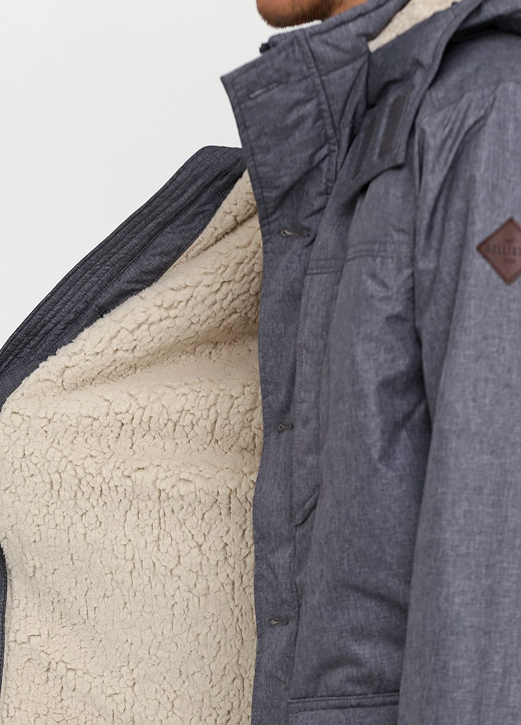 Сіра демісезонна парка чоловіча - парка зимова hc6488m Hollister