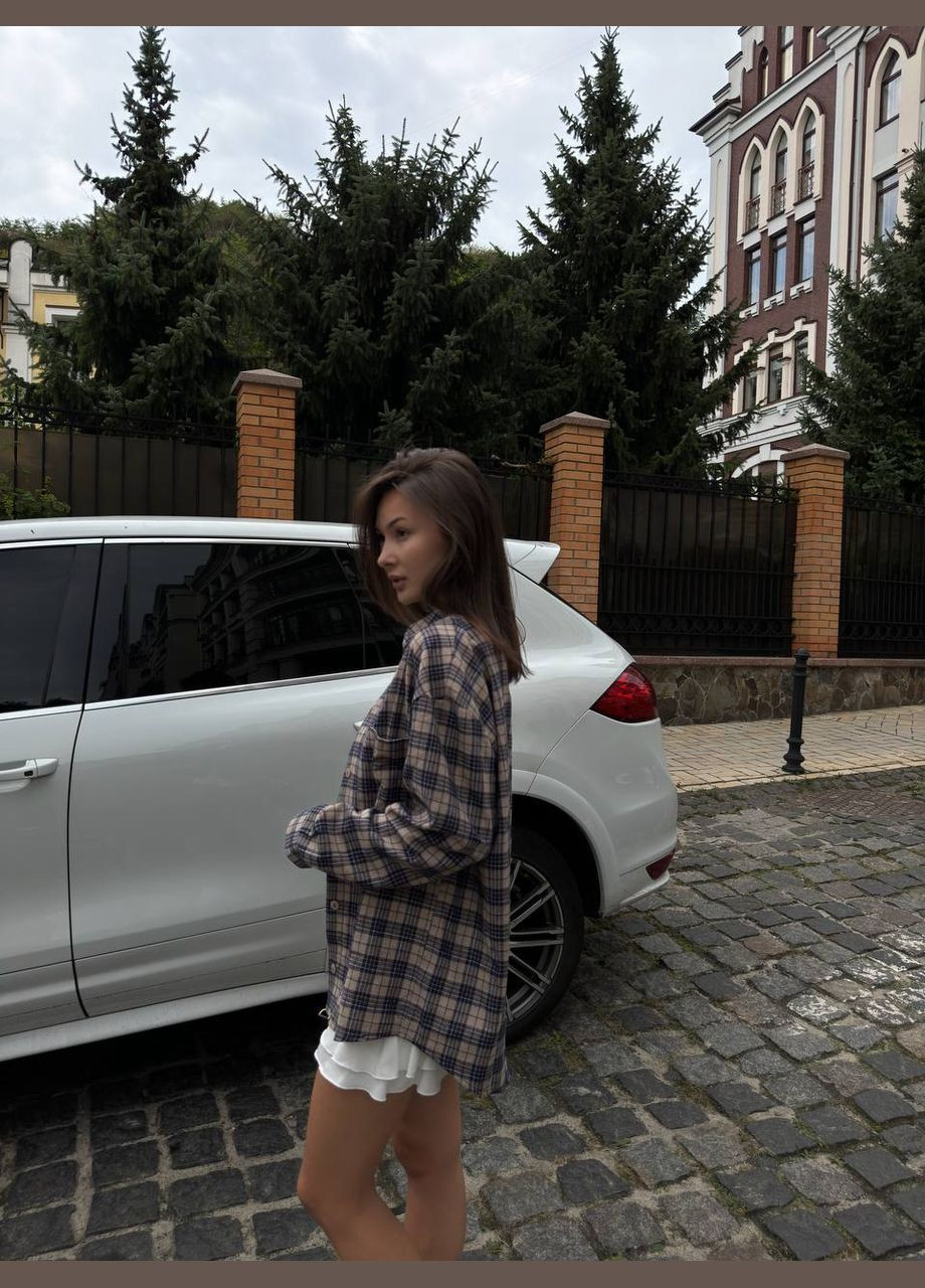 Бежевая кэжуал рубашка в клетку No Brand