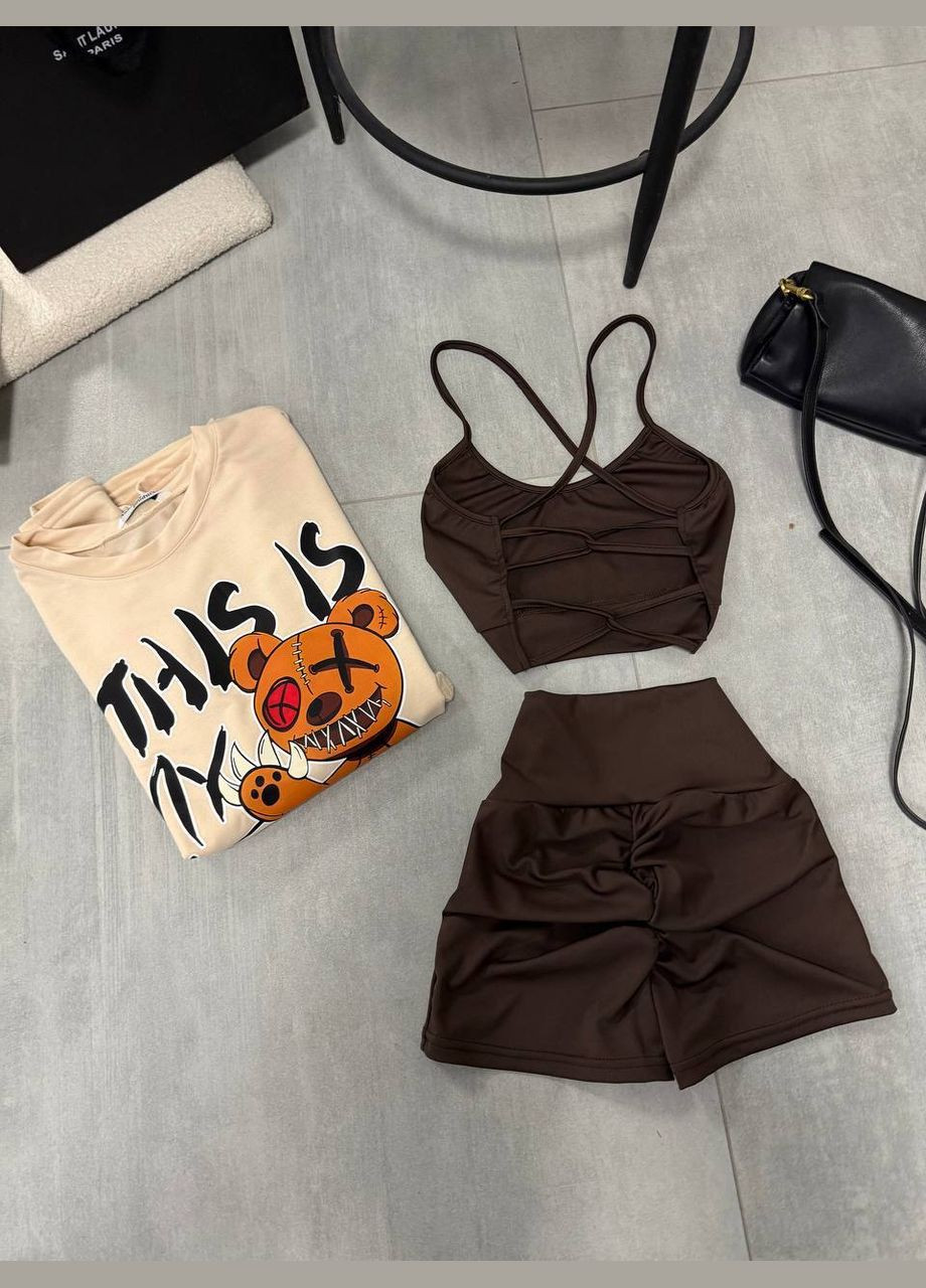 Костюм тройка топ и велосипедки No Brand (327433423)