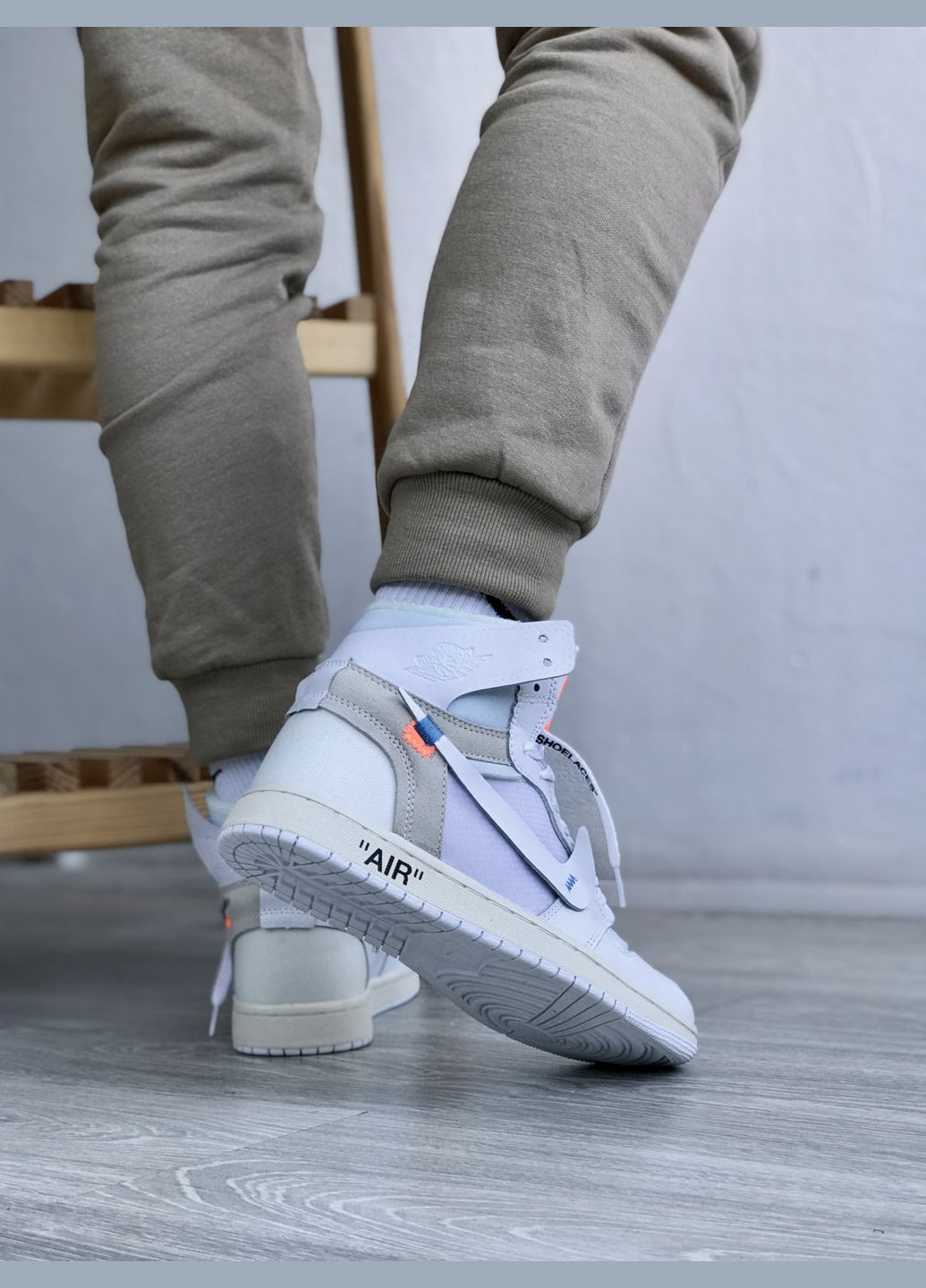 Білі всесезон кросівки чоловічі і жіночі nike jordan 1 retro off-white white | найк джордан 1 ретро офф-вайт білі No Brand