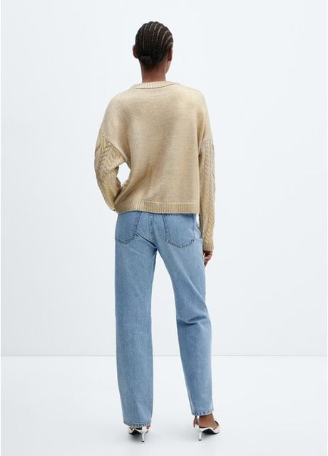 Золотий демісезонний светр металізовий з золотим напиленням джемпер кофта вʼязана оверсайз вільний крій Mango