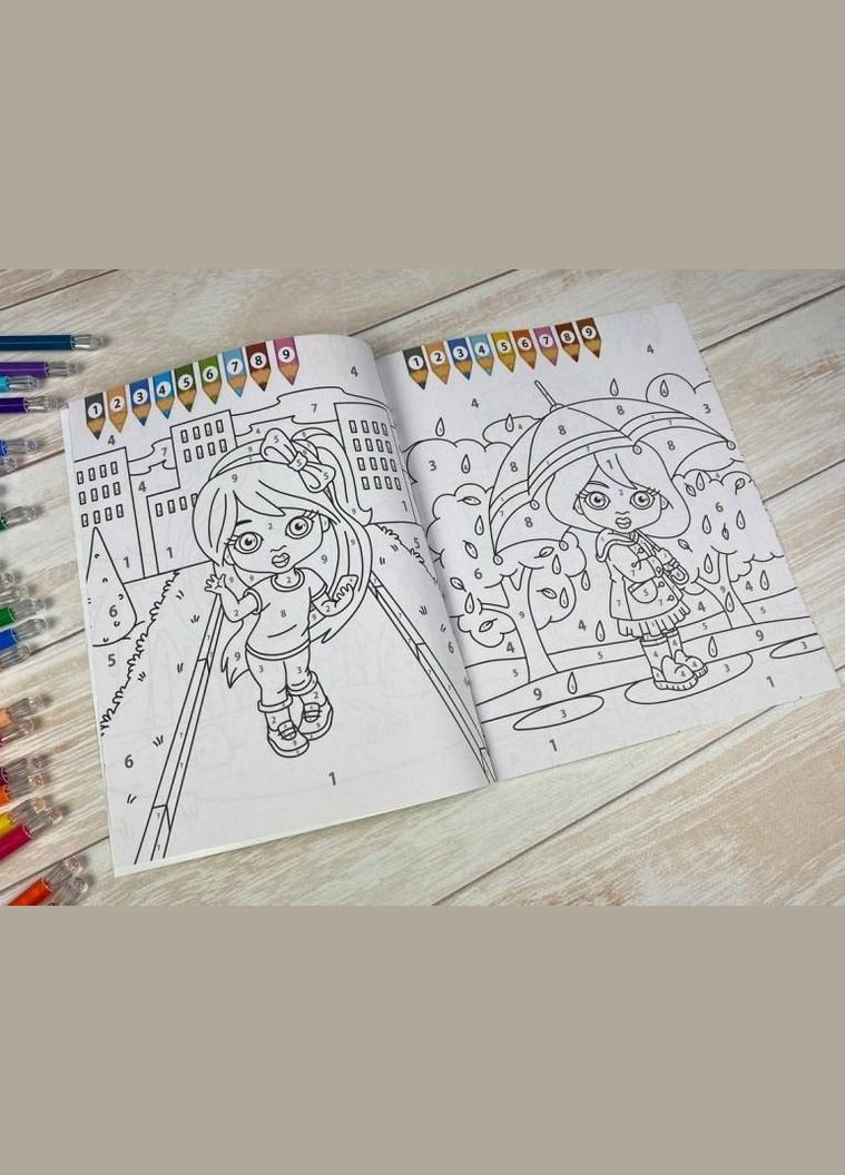 Розмальовка. Фарбуй по цифрах (дівчинка) (9786178357689) Пегас (316084197)