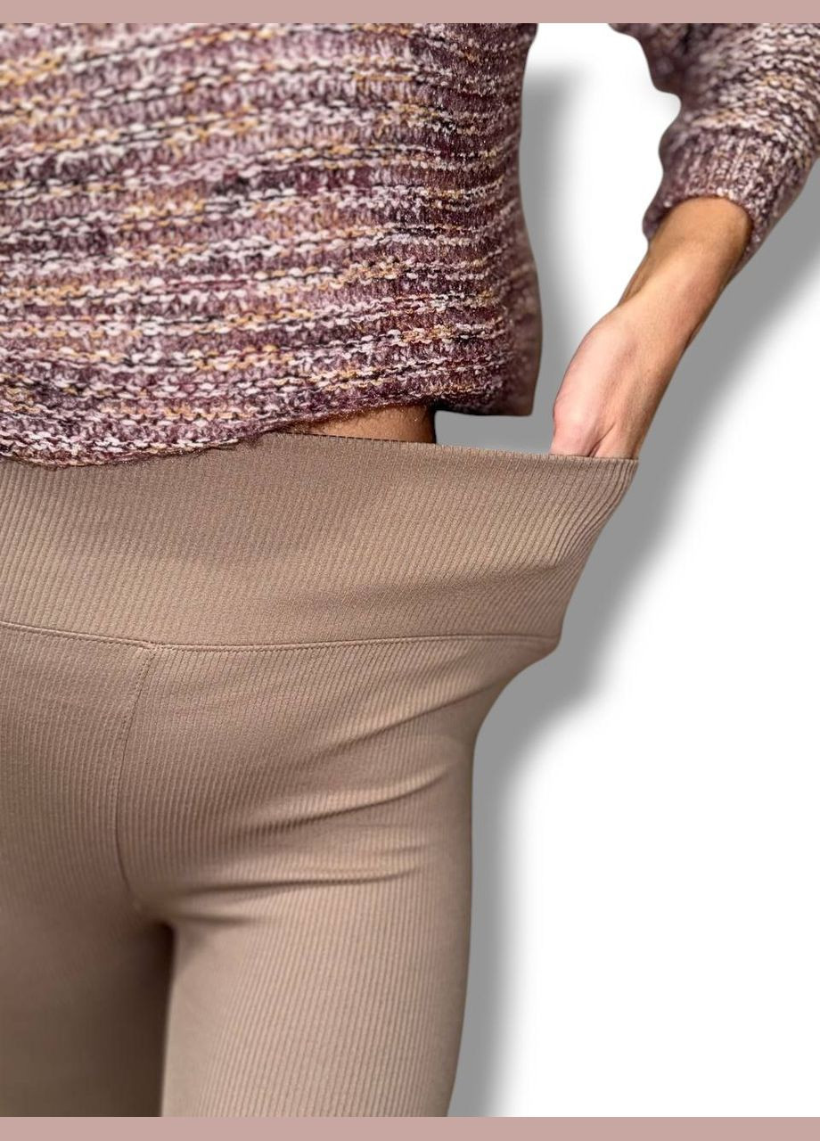 Лосины эластичные в рубчик женские с высоким широким поясом классические без утепления демисезон 99-101см No Brand Лосини в рубчик класичні без підкладки фуксія (342758755)