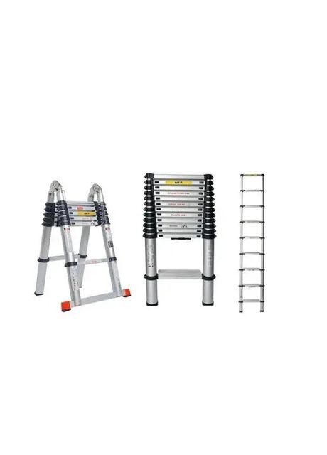 Телескопічні складні сходи 3.8 м, алюмінієва драбина металева, будівельні драбини до 150 кг No Brand (303724699)