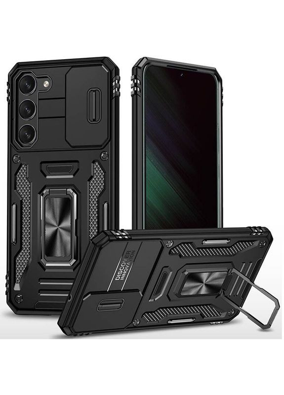 Ударопрочный чехол Camshield Army Ring с кольцом для Samsung Galaxy S21+ Черный Epik (372499633)