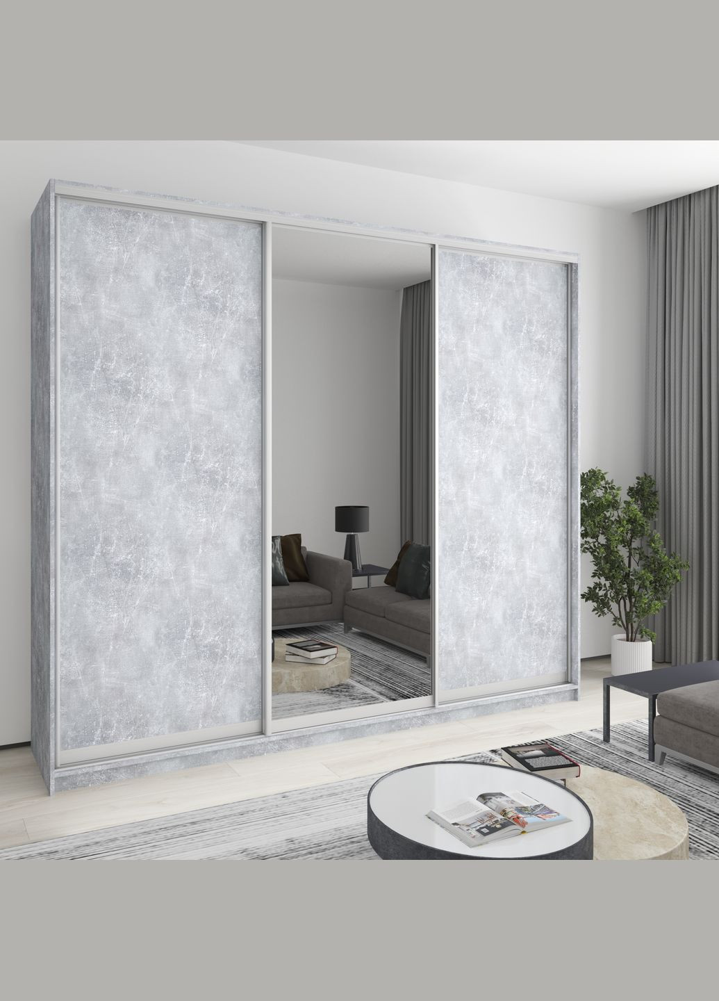 Шкаф-купе трехдверный Комбо AL 2ДСП/Зеркало 270x45x240 см (MBS-2151) MebelStar (346290120)