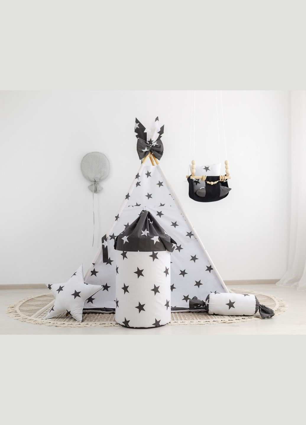 Вигвам в детскую Новый Стиль + корзина для игрушек + подвесная качеля. Полный комплект! No Brand (316257122)