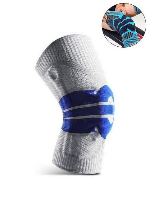 Бандаж на коленный сустав . XL/42-44см. Полужесткий. Ребра жесткости. Кольцо-Фиксатор. Бело-Синий. Bd AB058 (307288145)