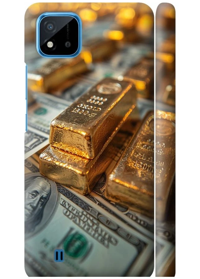 3D пластиковый матовый чехол 'Слитки и доллары' для Endorphone Realme C11 2021 (291127240)