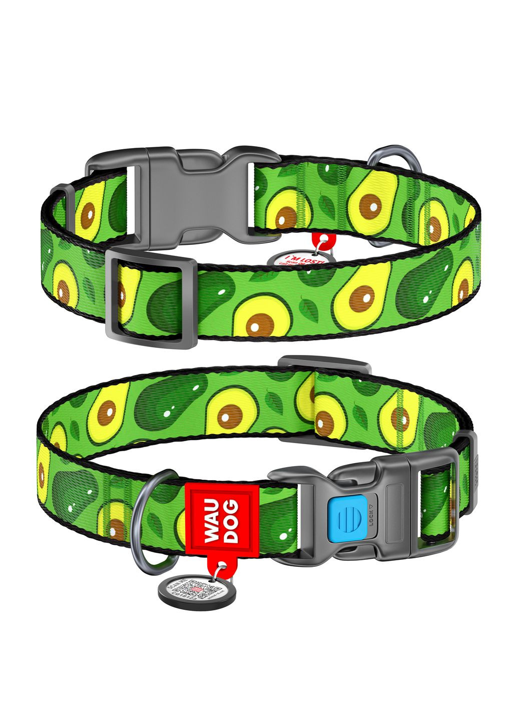Ошейник Nylon с QR адресником, пластиковая пряжка-фастекс "Авокадо" (4823089316864) WAUDOG (354702226)