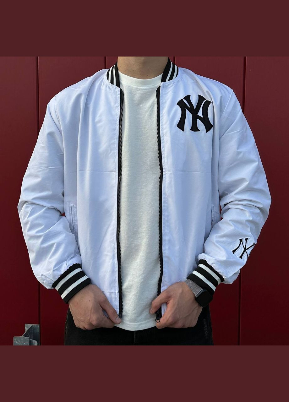 Стильный мужской бомбер NY белый на молнии (303724899)