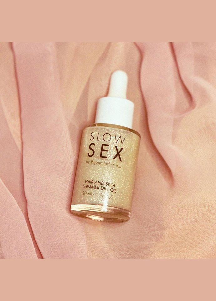 Сухое масло для тела и волос Slow Sex by Bijoux Indiscrets с мерцающими частичками No Brand (303907695)
