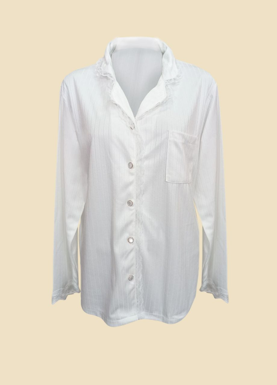 Біла піжама жіноча біла з мереживом Malta