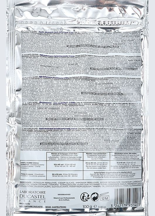 Освітлювальна пудра до 9 тонів - Subtil Blond Tons Plex 100g (863212-121086) Laboratoire Ducastel Subtil (368652225)