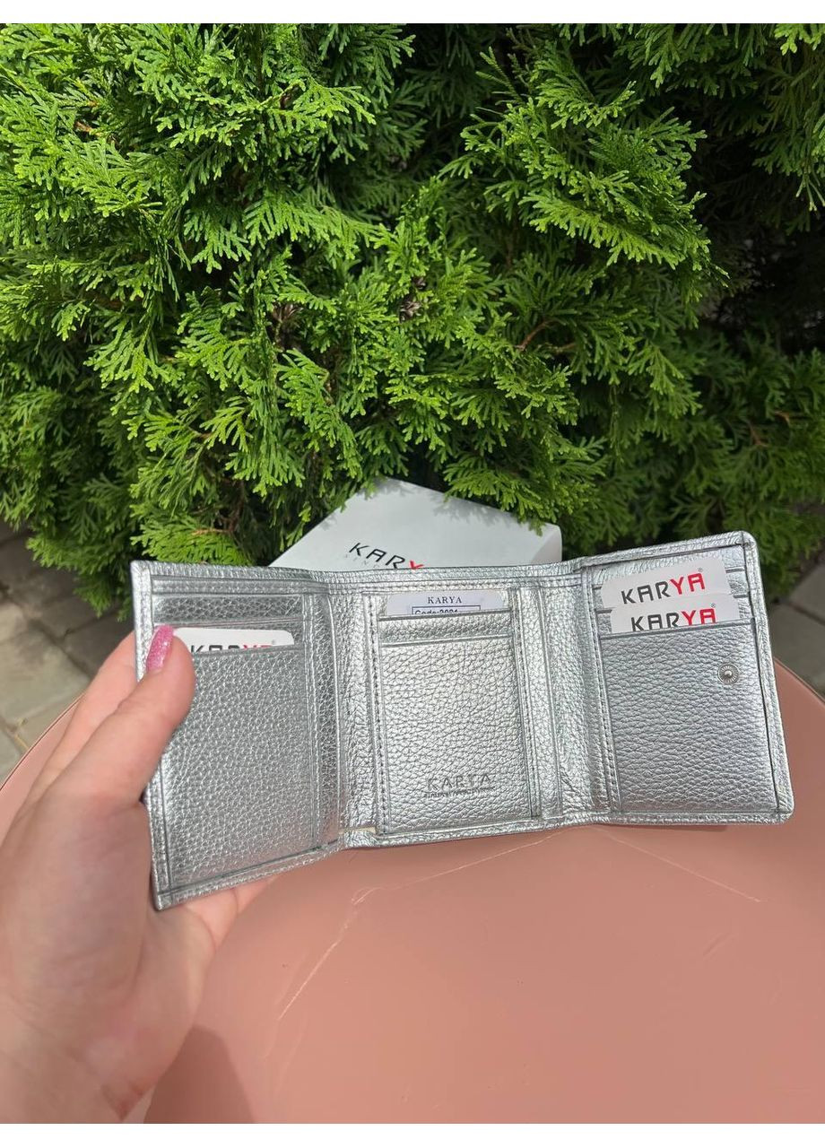 Жіночий гаманець із срібної натуральної шкіри Туреччина на кнопці, зовнішнє відділення для монет Karya (355803757)
