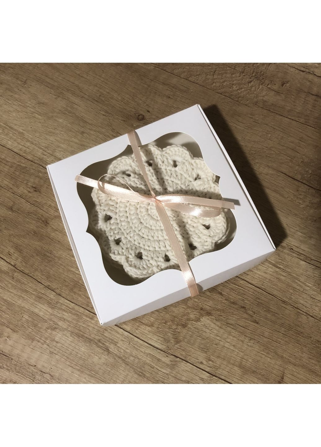 Підставки під чашки в'язані білі 12 см (набір з 3 шт), подарунок жінці No Brand (365627092)