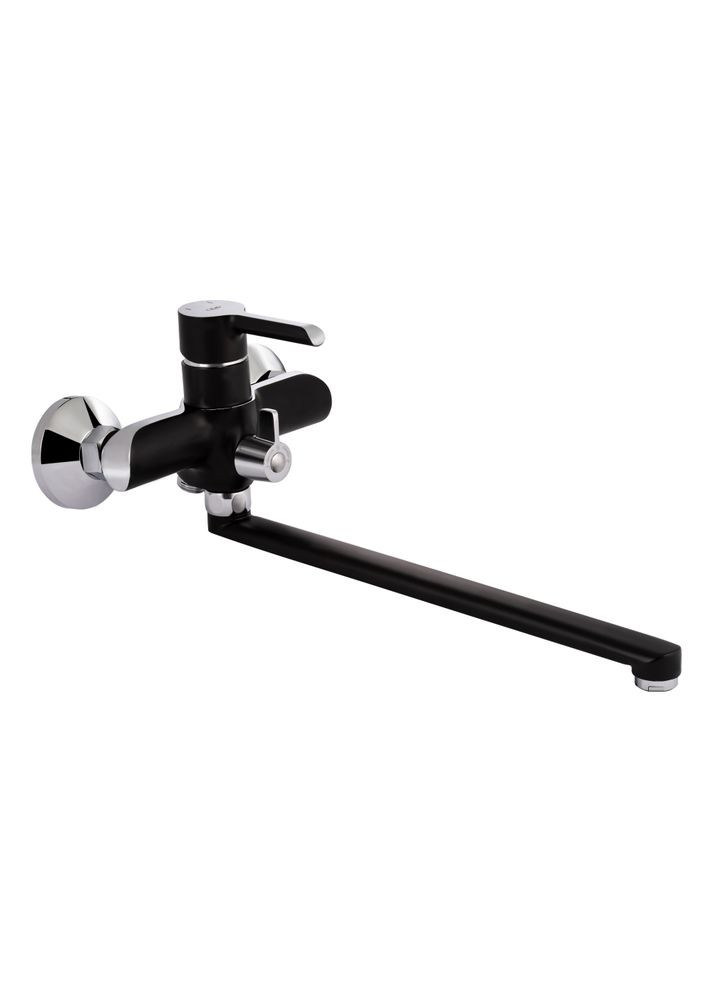 Смеситель для ванны Grand с поворотным изливом (c душевым гарнитуром) QTGRABCR005 Chrome/Black Qtap 005 (346492505)