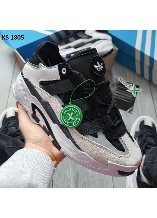Черные демисезонные кроссовки мужские adidas niteball white black адидас найтбол No Brand