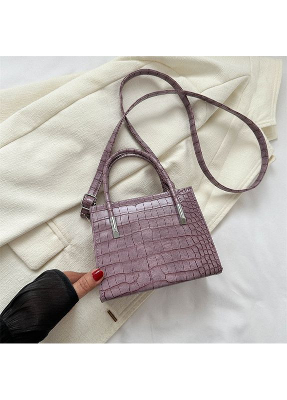 Жіноча сумка крос-боді 7358 рептилія фіолетова No Brand (366871860)