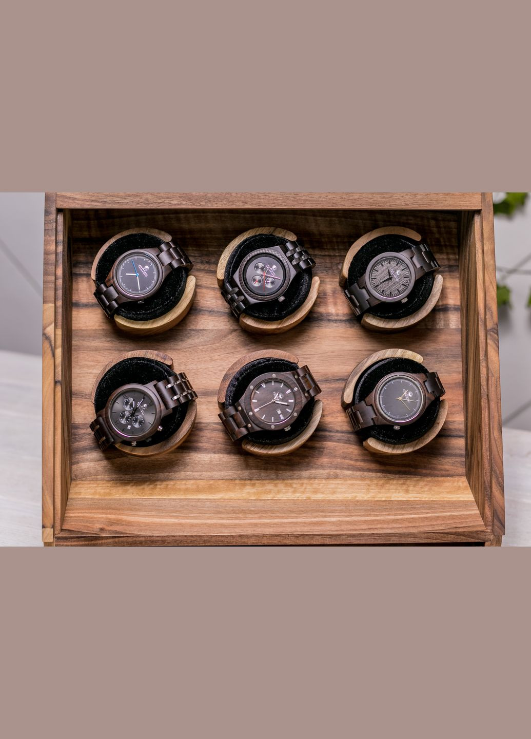 Підставка для годинників «Elite» з дерев'яною кришкою Органайзер для годинників EcoWalnut (295266120)