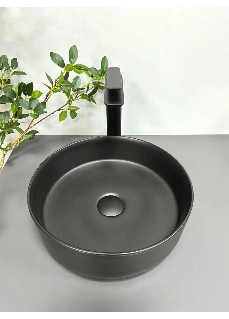 Накладна раковина Prato Black Matt 355 мм кругла чорна матова (RM--011401) VBI (373997697)