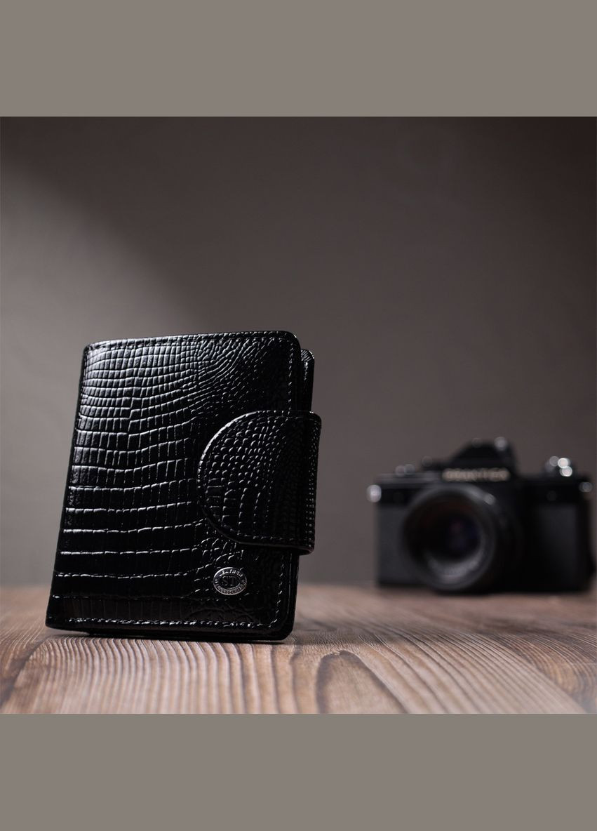 Гаманець для жінок середнього розміру з натуральної шкіри 22686 Чорний st leather (298569619)