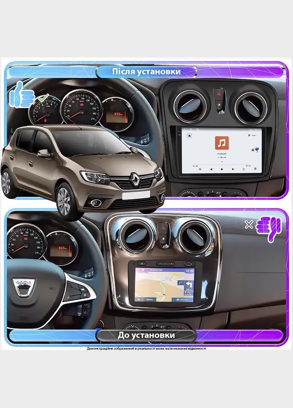 Магнитола для Renault Sandero II ver 2 2013-2018г 9" 4/64 QLED CarPlay 4G Wi-Fi GPS 360 Prime 10шт Lesko (336202229)