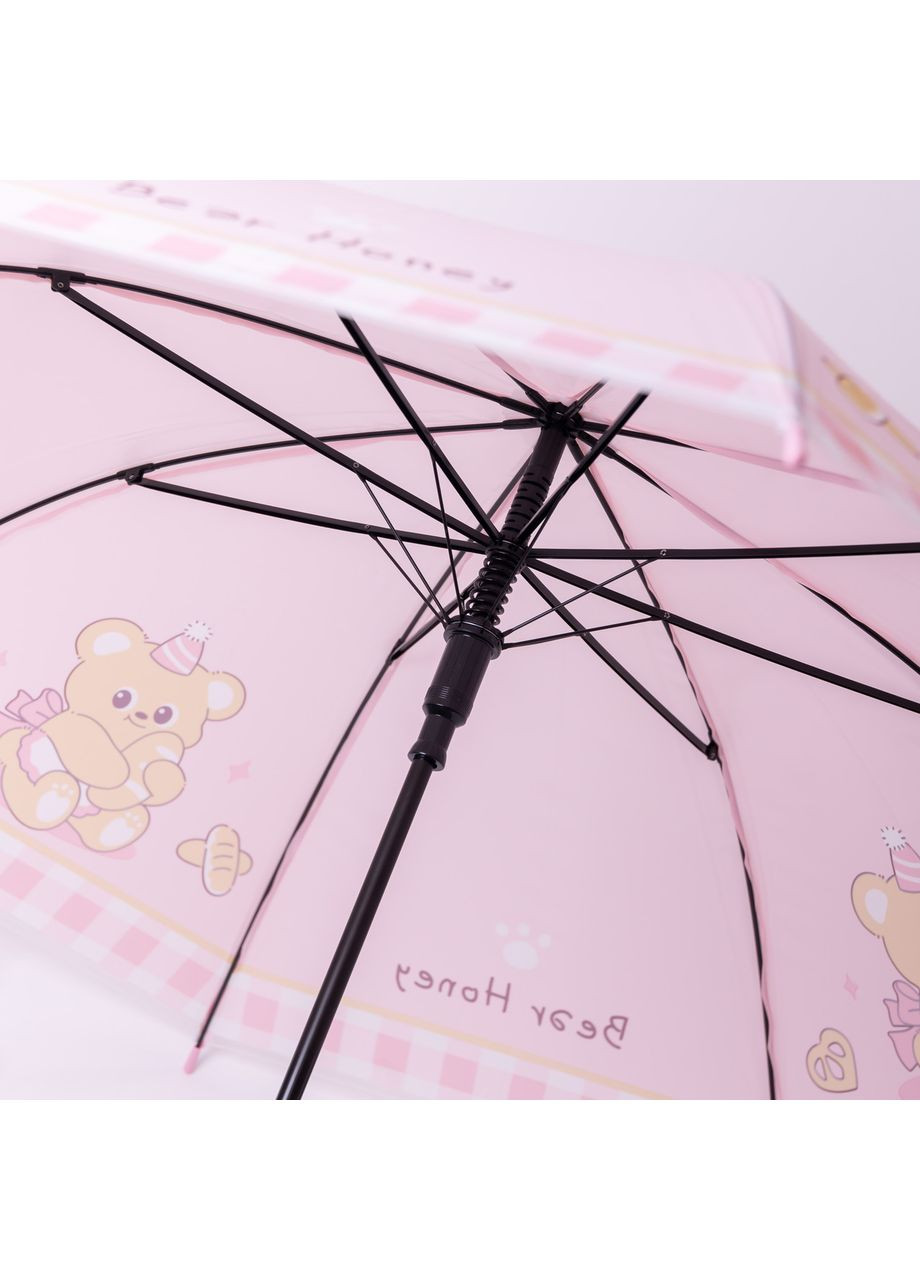 Розовый классический детский зонт-трость полуавтомат из полиэстера прочный надежный 8 спиц диаметр 94 см hp-23-11p Yiwu (370675470)