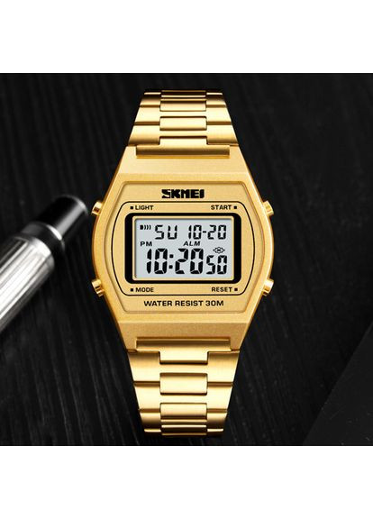 Часы электронные золотистые для мужчин и женщин с будильником и календарем водонепроницаемые ProDobro (367266196)