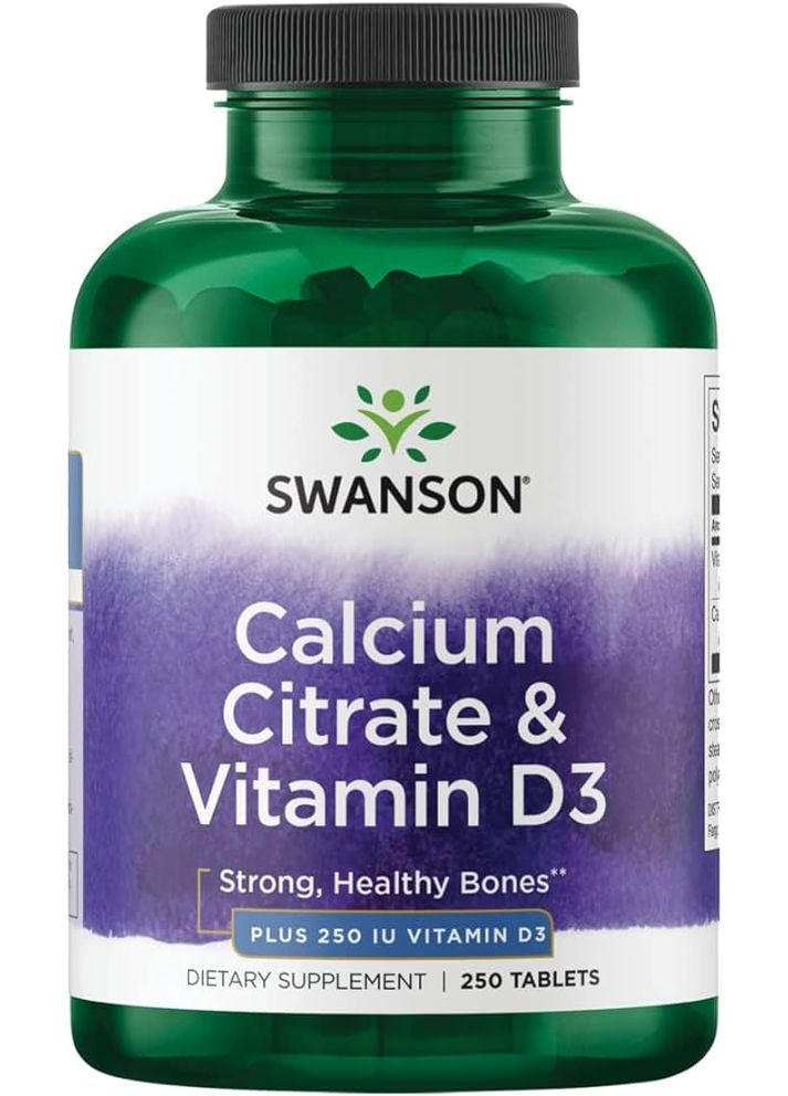 Кальций цитрат и витамин Д3 Calcium Citrate 315 mg & Vitamin D3 250 UI, 250 таблеток Swanson (290667982)
