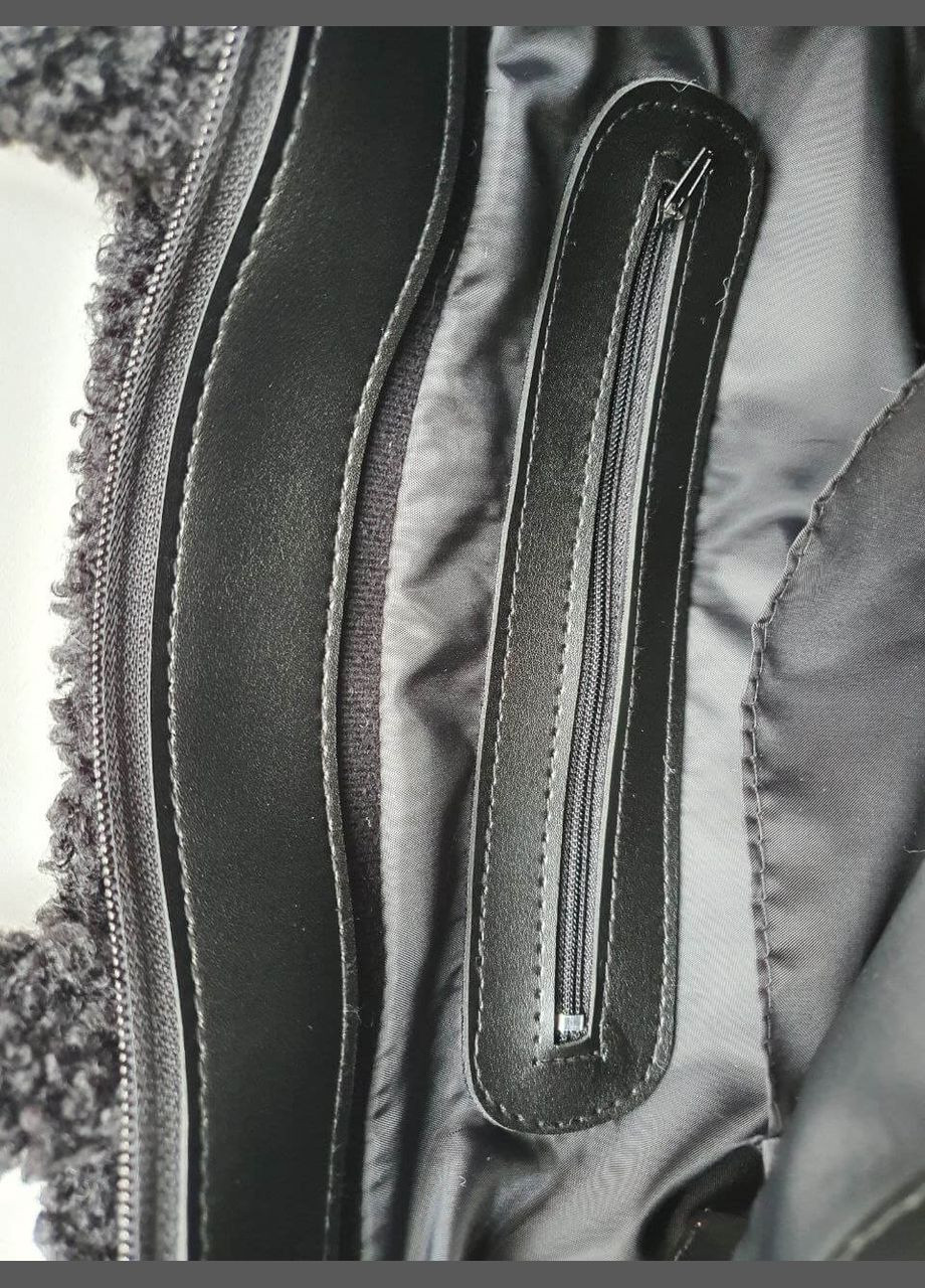 Женская меховая сумка-шопер Rami mod 2 черного цвета искусственный мех и экокожа JUGO rami 2 (289869510)
