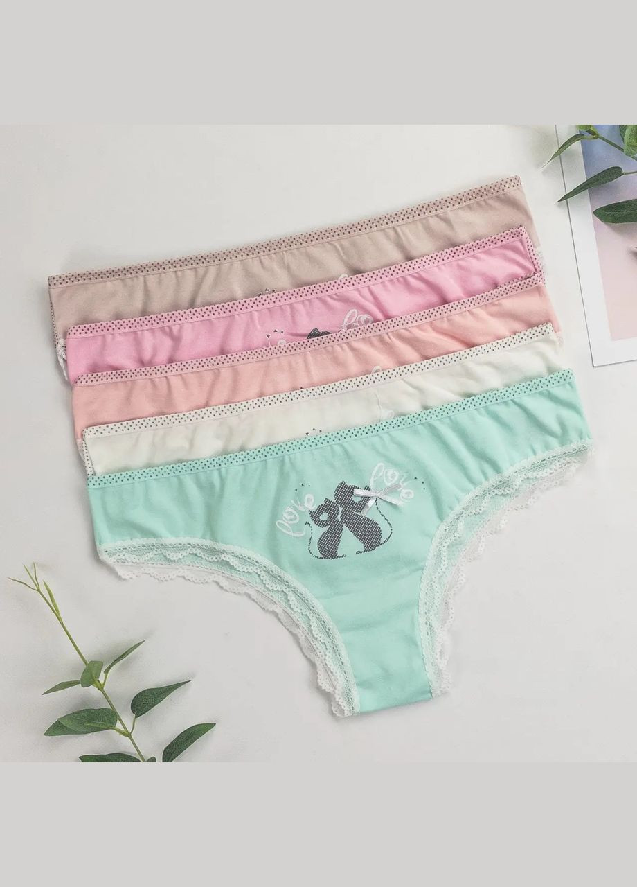 Женские трусы-бразилиан, котики 5 шт. Nicoletta (342119828)