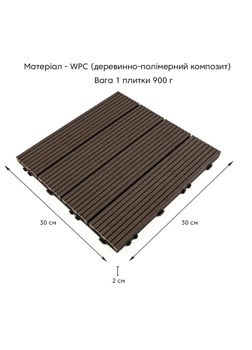 Композитна плитка WPC венге 30*30CM*2СM (D) SW-00001709 No Brand (328578589)