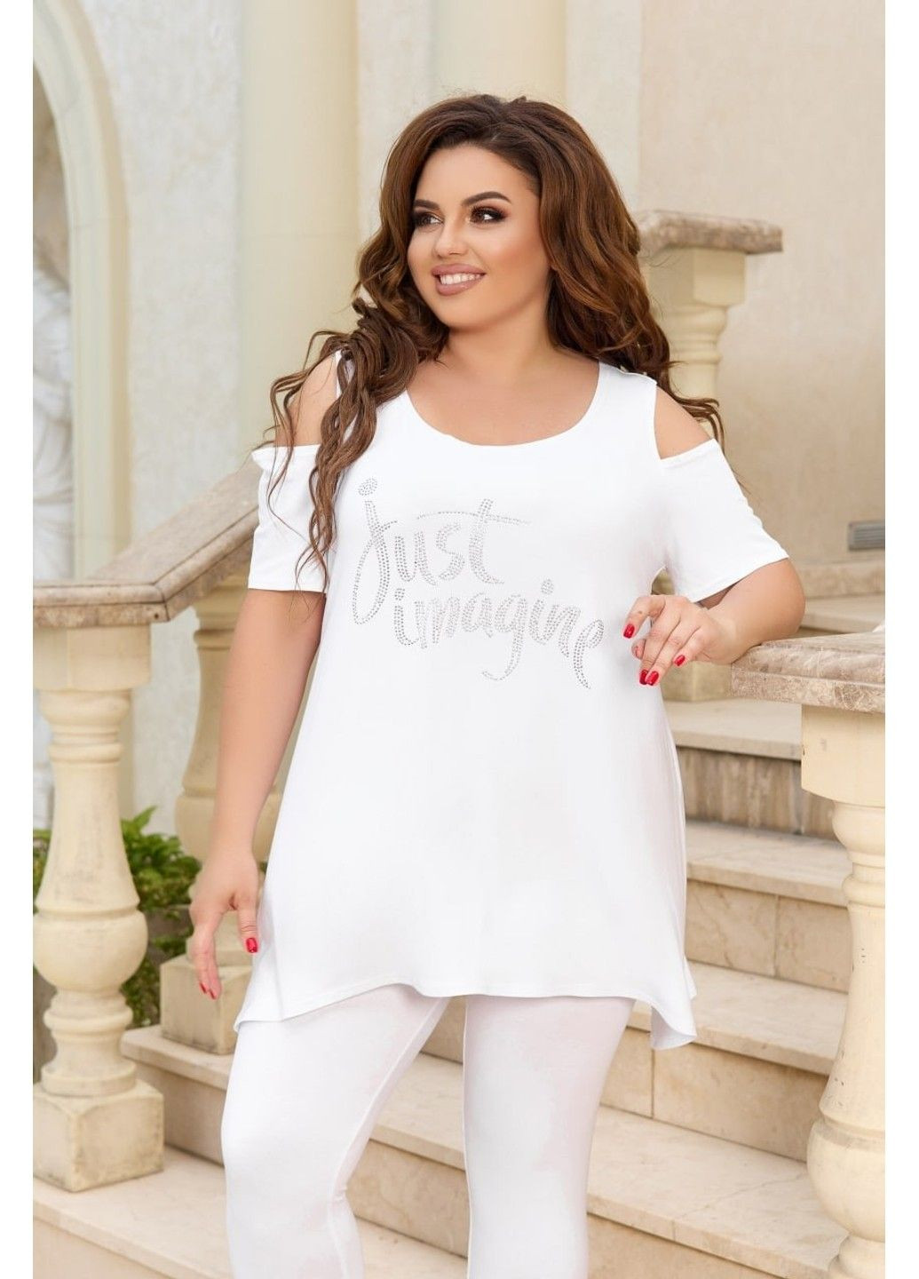 Віскозний костюм мод Фл 3483, білий, розмір 64-66 No Brand (355469605)