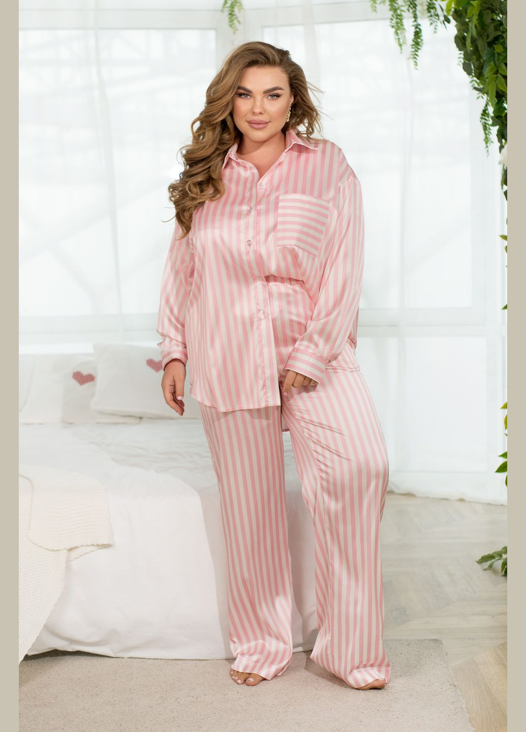 Молочная всесезон пижамный костюм рубашка + брюки Minova