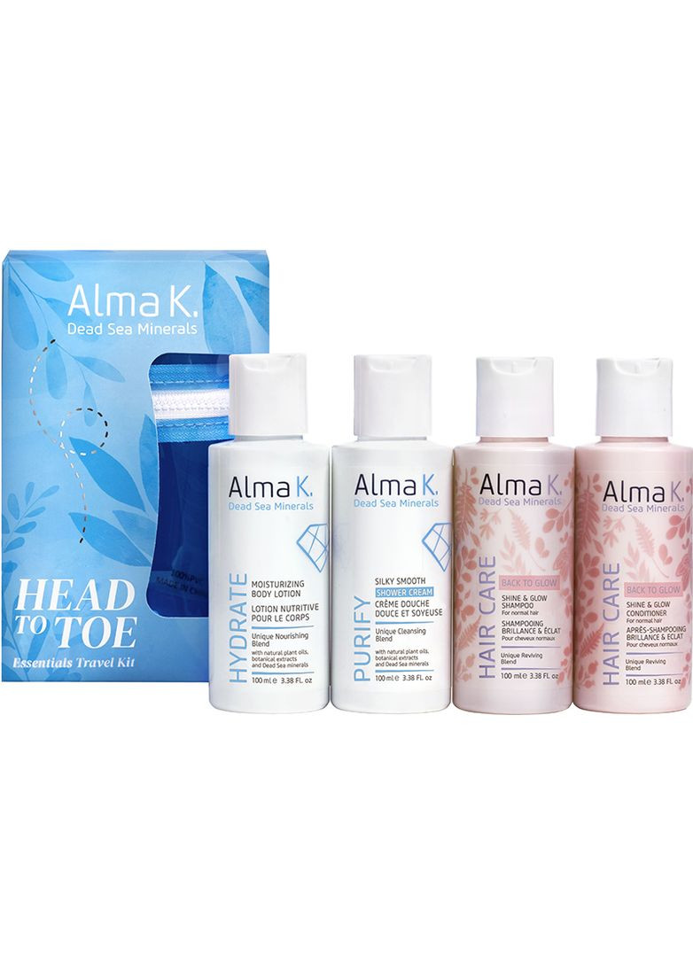 Набор дорожный по уходу за телом и волосами Head to Toe Essentials (100мл/100мл/100мл/100мл/100) Alma K (352187013)