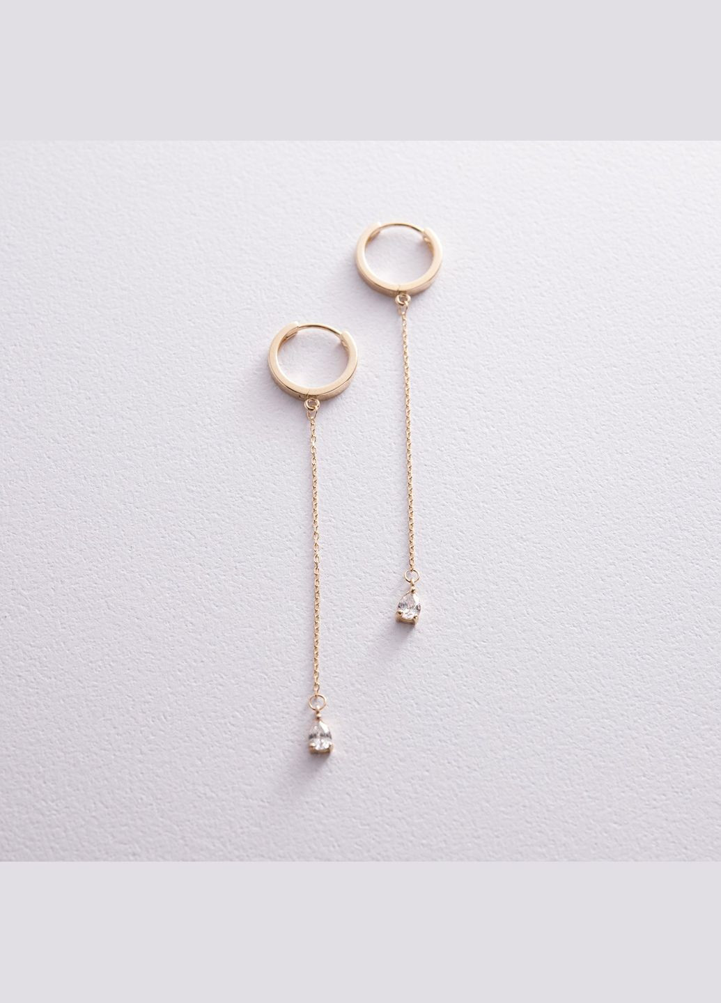 Сережки - кільця Крапельки з фіанітами (жовте золото) с08352 Oniks (264644254)