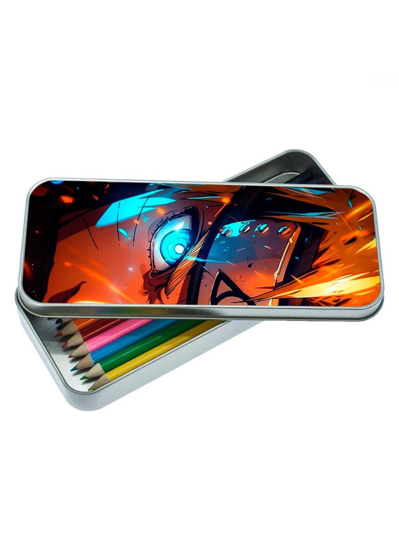 Органайзер для канцелярских принадлежностей металлический, кейс для мелочей Наруто #023 7*18 см Silver No Brand (309152270)