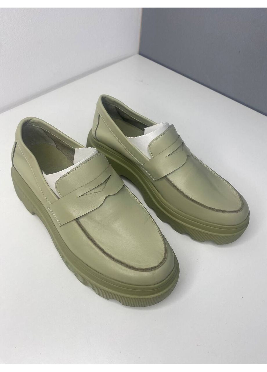 Україна Шкіряні жіночі лофери лофери оливковий з натуральна шкіра, україна — (355801718)