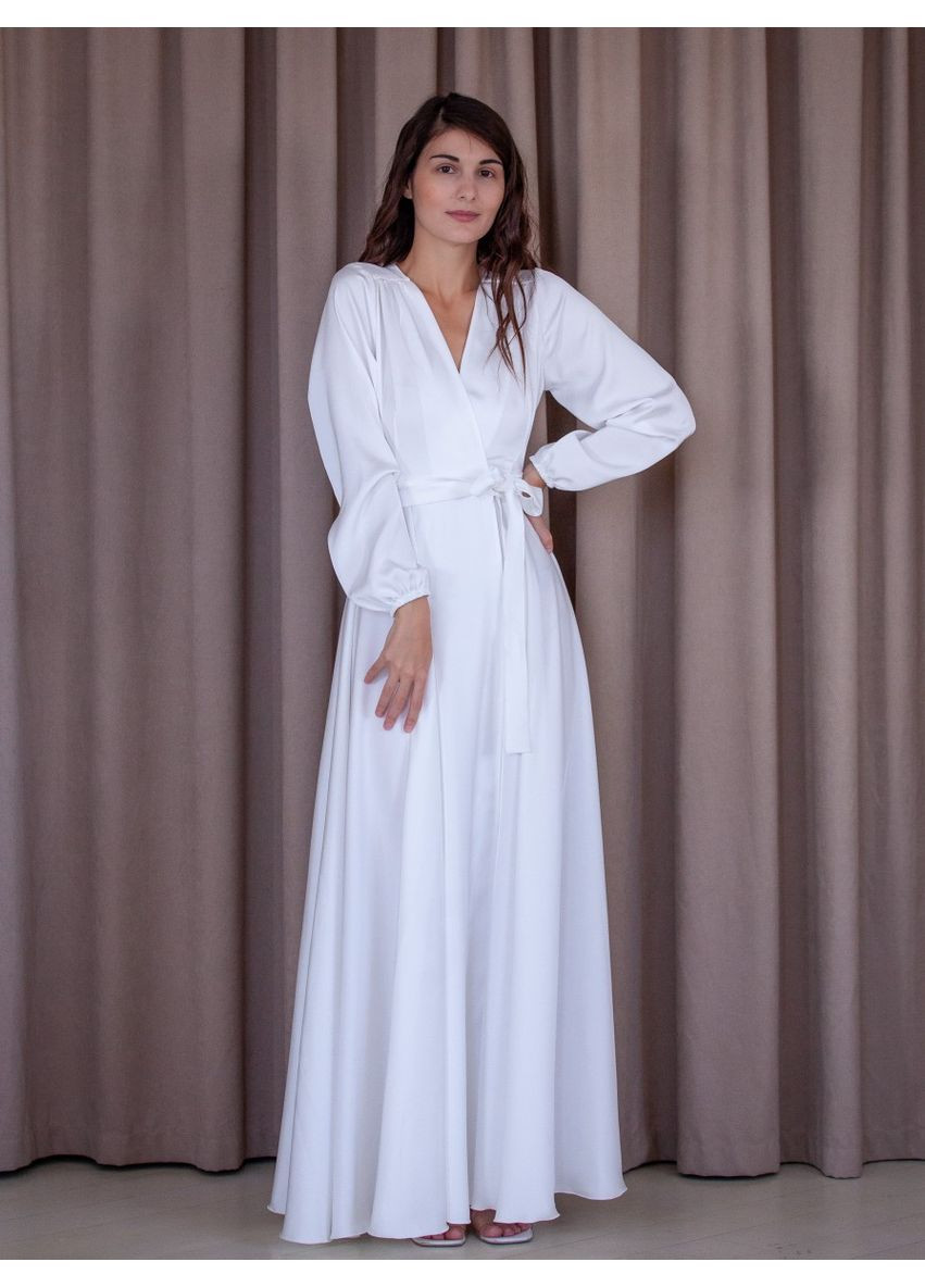 Белое вечернее платье на запах FashionYouWant однотонное
